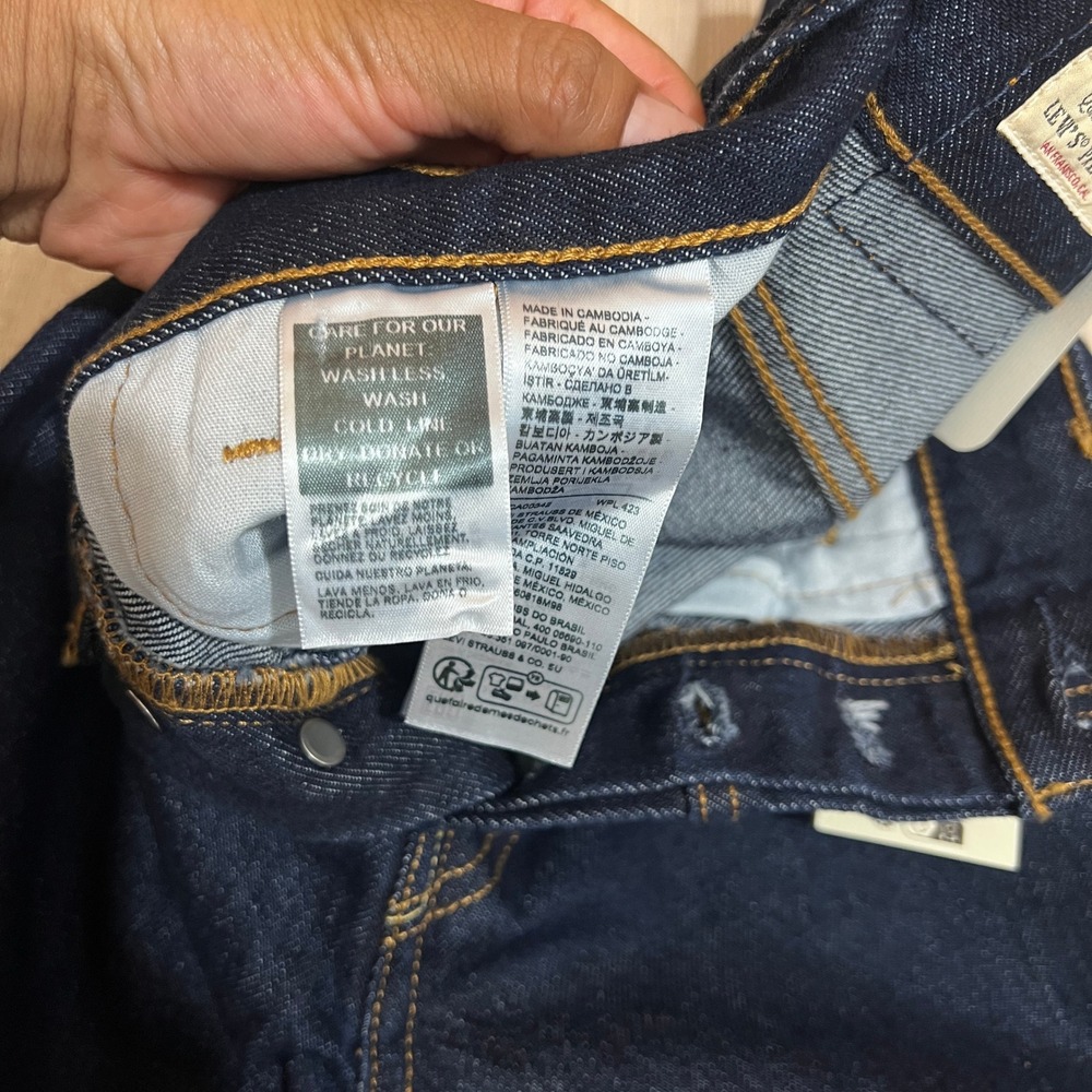 Levis Premium 501 90s Western Yoke Straight Jeans Womens 23x30 Dark Wash - Picture 11 of 15